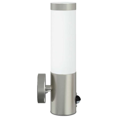 vidaXL Outdoor Wall Light with Sensor Silver Stainless Steel IP44