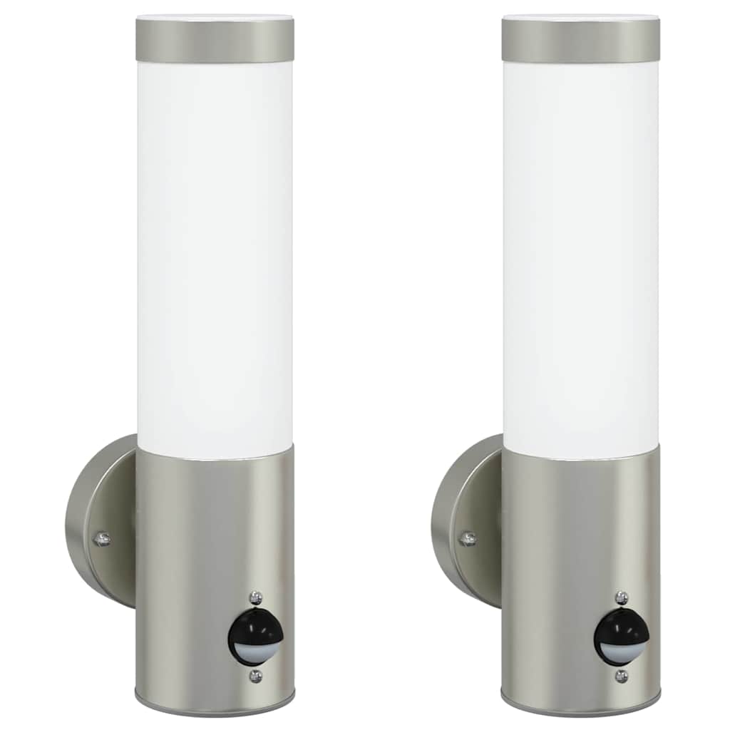vidaXL Outdoor Wall Lights 2 pcs Silver 12 x 7.5 x 29 cm