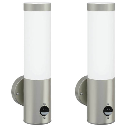 vidaXL Outdoor Wall Lights 2 pcs Silver 12 x 7.5 x 29 cm