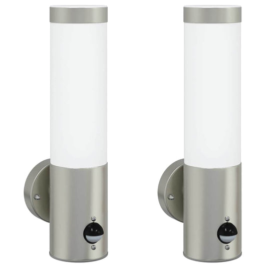 vidaXL Outdoor Wall Lights 2 pcs Silver 12 x 7.5 x 29 cm