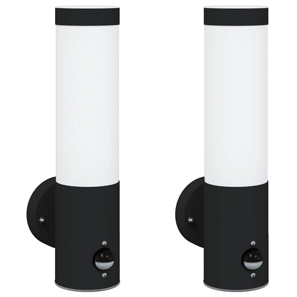 vidaXL Outdoor Wall Lights 2 pcs Black 12 x 7.5 x 29 cm