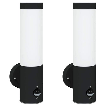 vidaXL Outdoor Wall Lights 2 pcs Black 12 x 7.5 x 29 cm