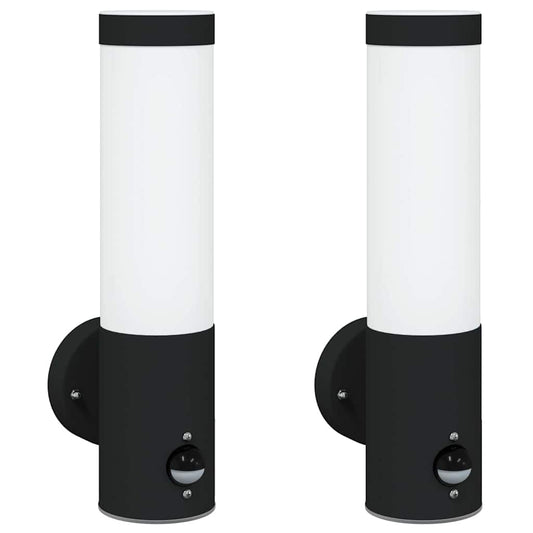 vidaXL Outdoor Wall Lights 2 pcs Black 12 x 7.5 x 29 cm