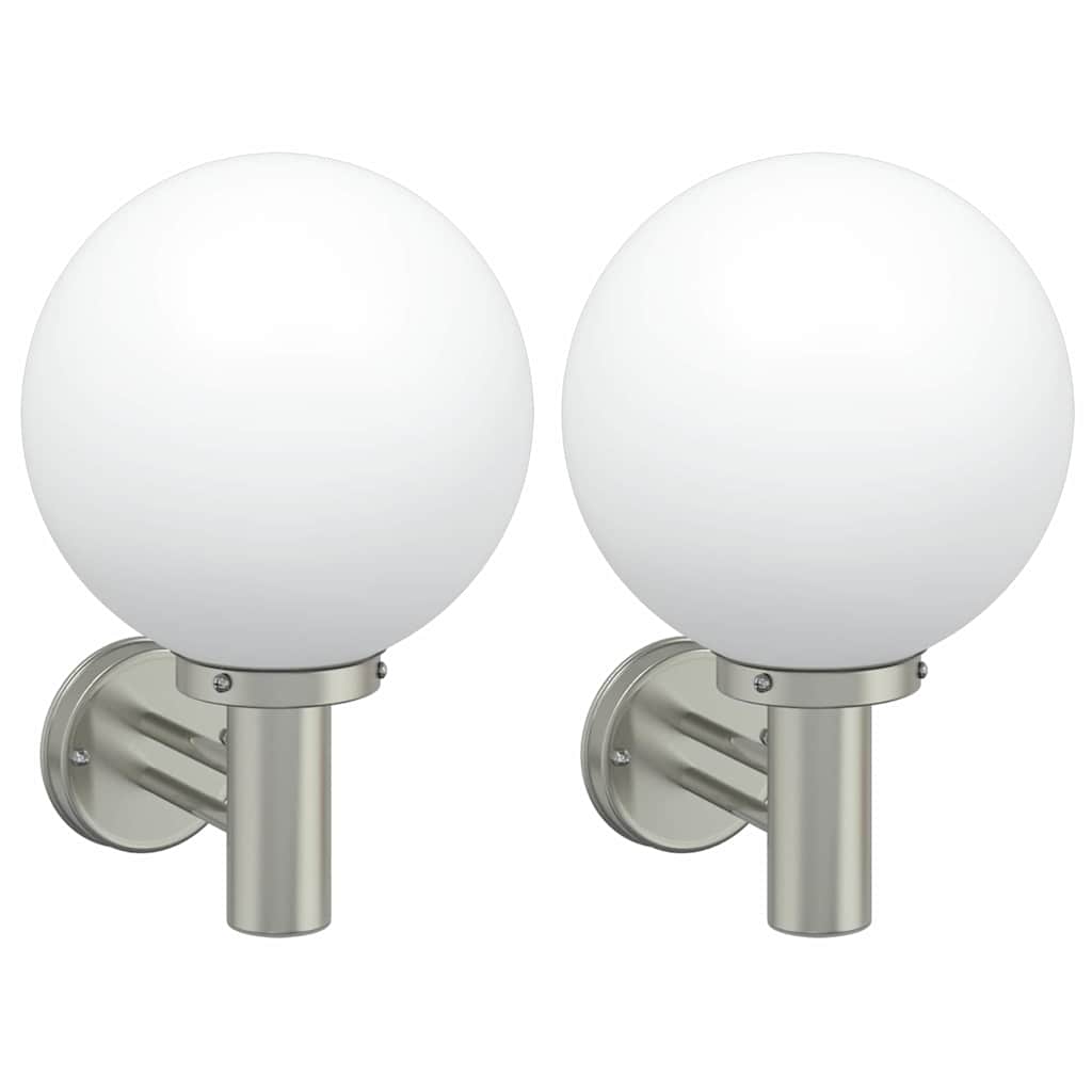 vidaXL Outdoor Wall Lights 2 pcs Silver Stainless Steel IP44