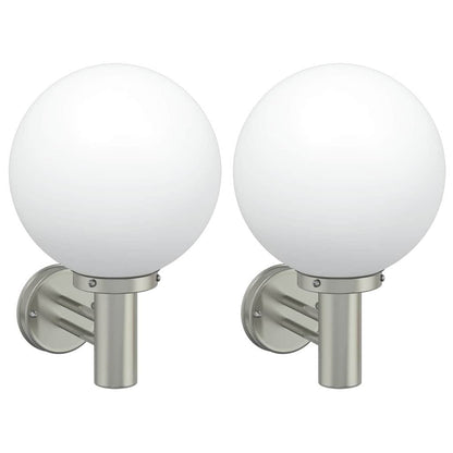 vidaXL Outdoor Wall Lights 2 pcs Silver Stainless Steel IP44
