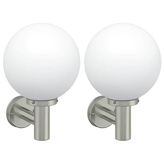 vidaXL Outdoor Wall Lights 2 pcs Silver Stainless Steel IP44