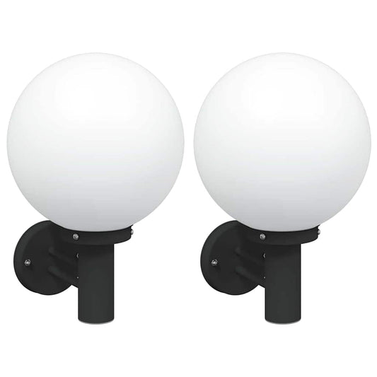 vidaXL Outdoor Wall Lights 2 pcs Black Stainless Steel IP44