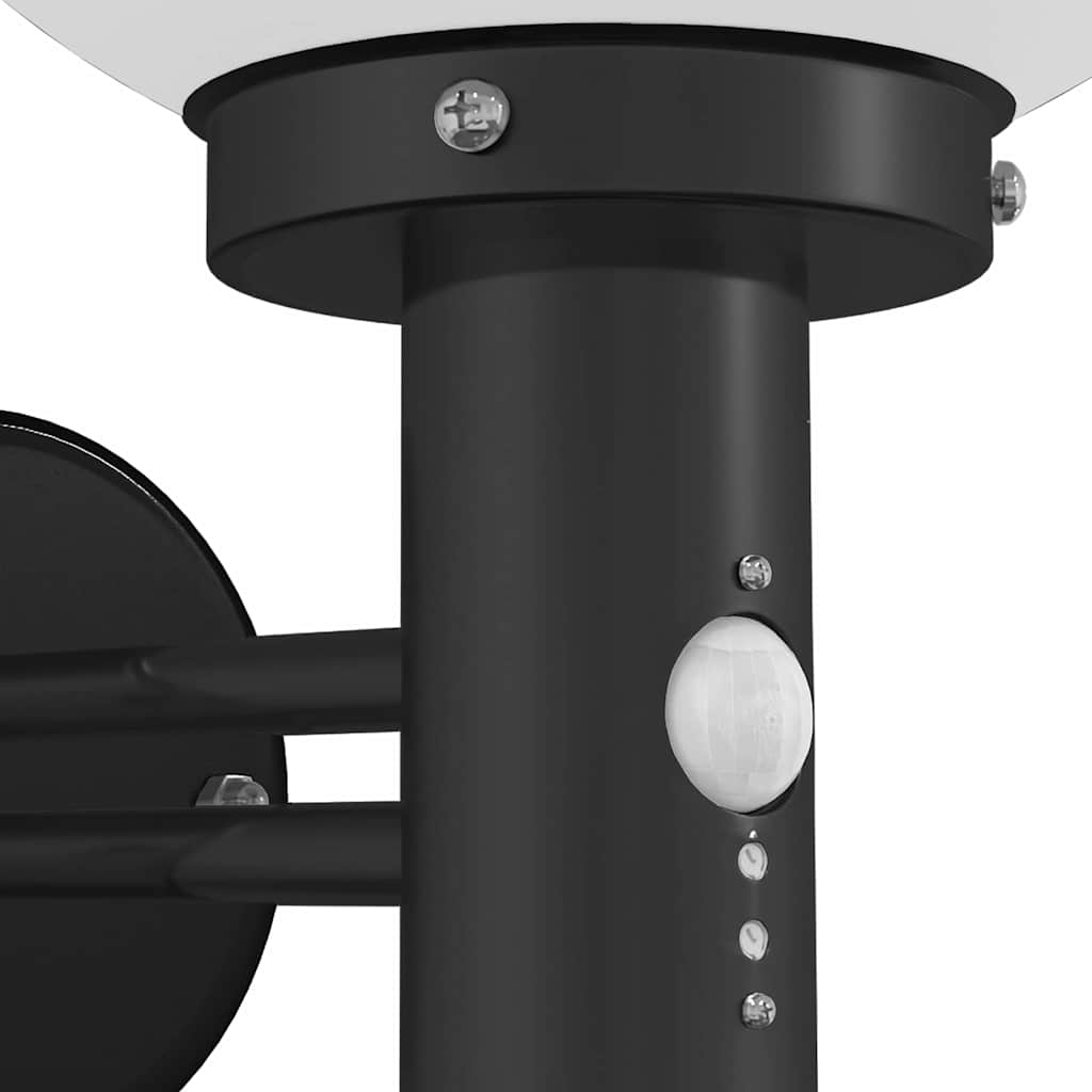vidaXL Outdoor Wall Light with Sensor Black Stainless Steel IP44