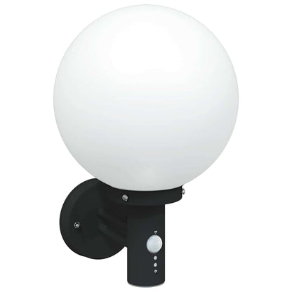 vidaXL Outdoor Wall Light with Sensor Black Stainless Steel IP44