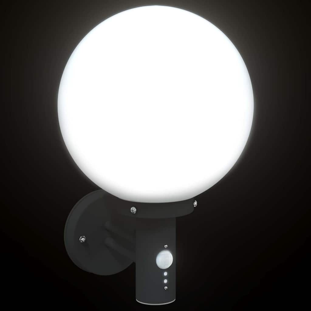 vidaXL Outdoor Wall Light with Sensor Black Stainless Steel IP44