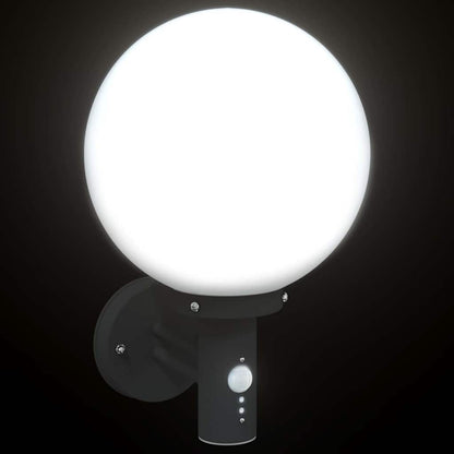 vidaXL Outdoor Wall Light with Sensor Black Stainless Steel IP44