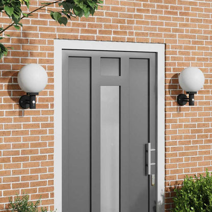 vidaXL Outdoor Wall Lights with Sensor 2 pcs Black Stainless Steel IP44
