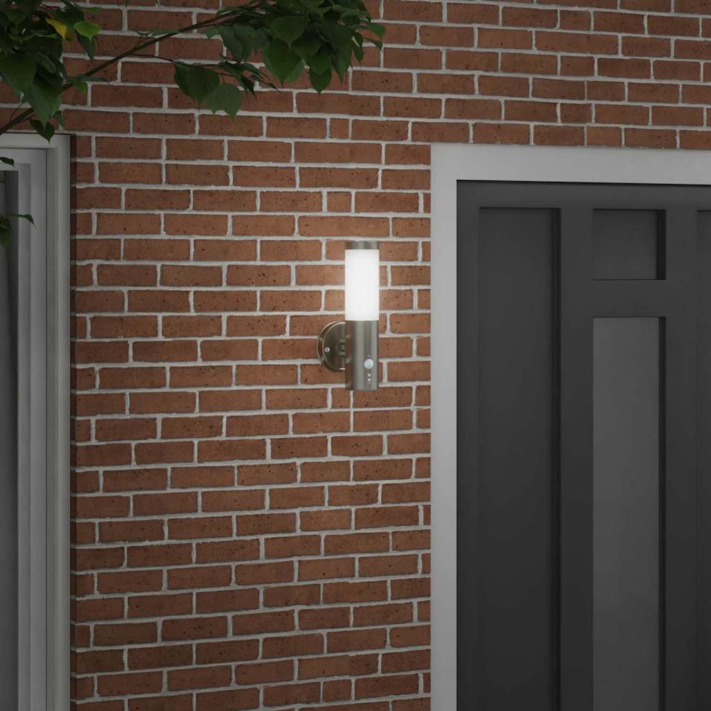 vidaXL Outdoor Wall Light Silver 15 x 7.5 x 33 cm Stainless steel