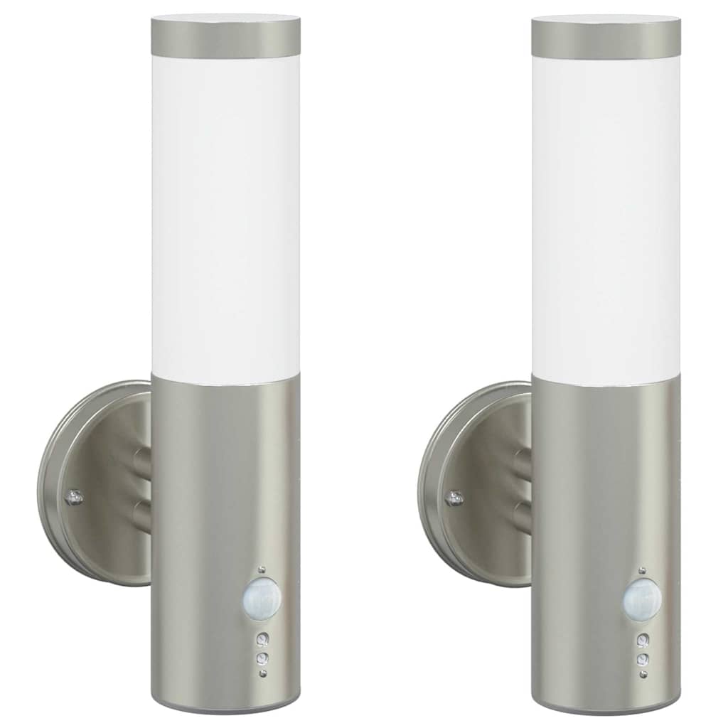 vidaXL Outdoor Wall Lights 2 pcs Silver 15 x 7.5 x 33 cm