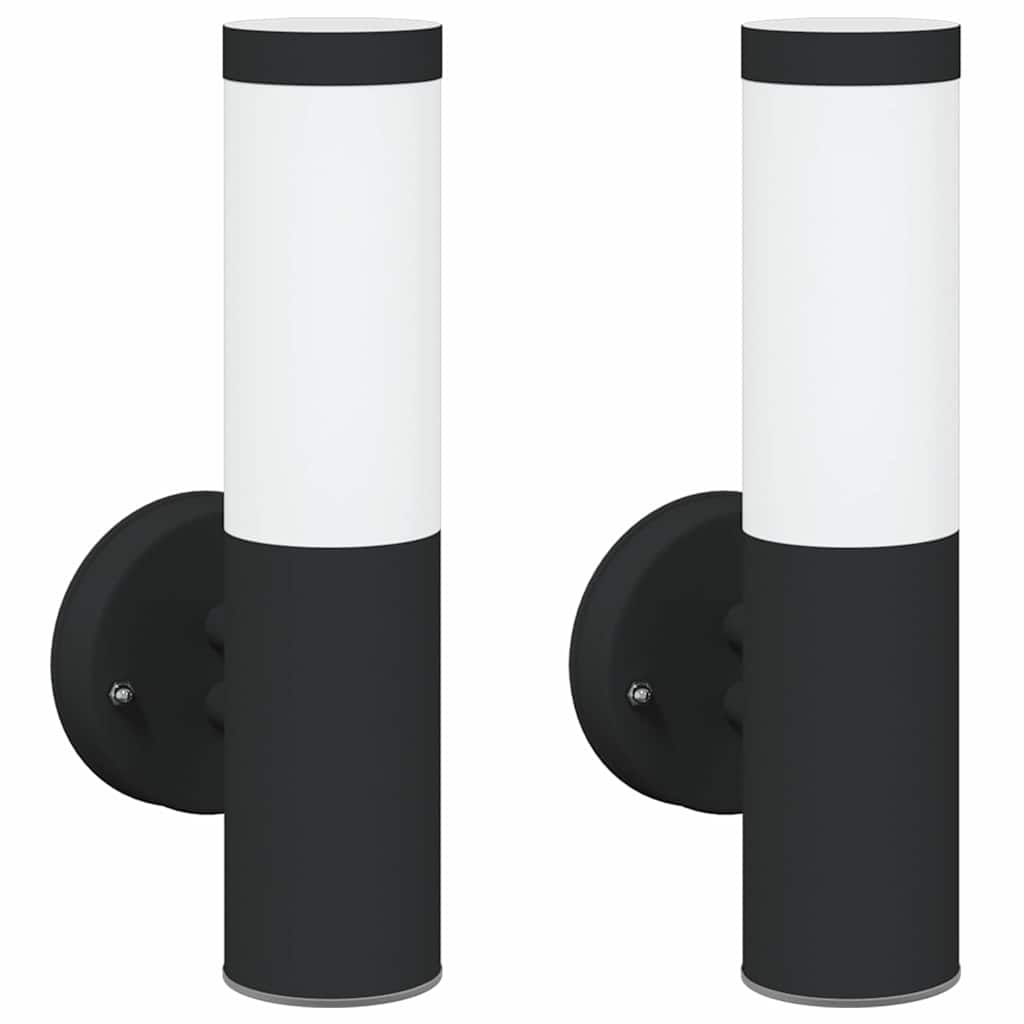 vidaXL Outdoor Wall Light 2 pcs Black Stainless Steel IP44