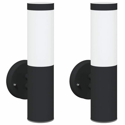 vidaXL Outdoor Wall Light 2 pcs Black Stainless Steel IP44