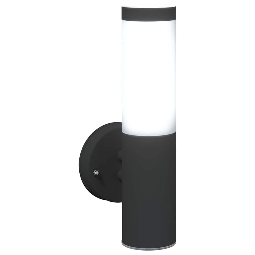vidaXL Outdoor Wall Light 2 pcs Black Stainless Steel IP44