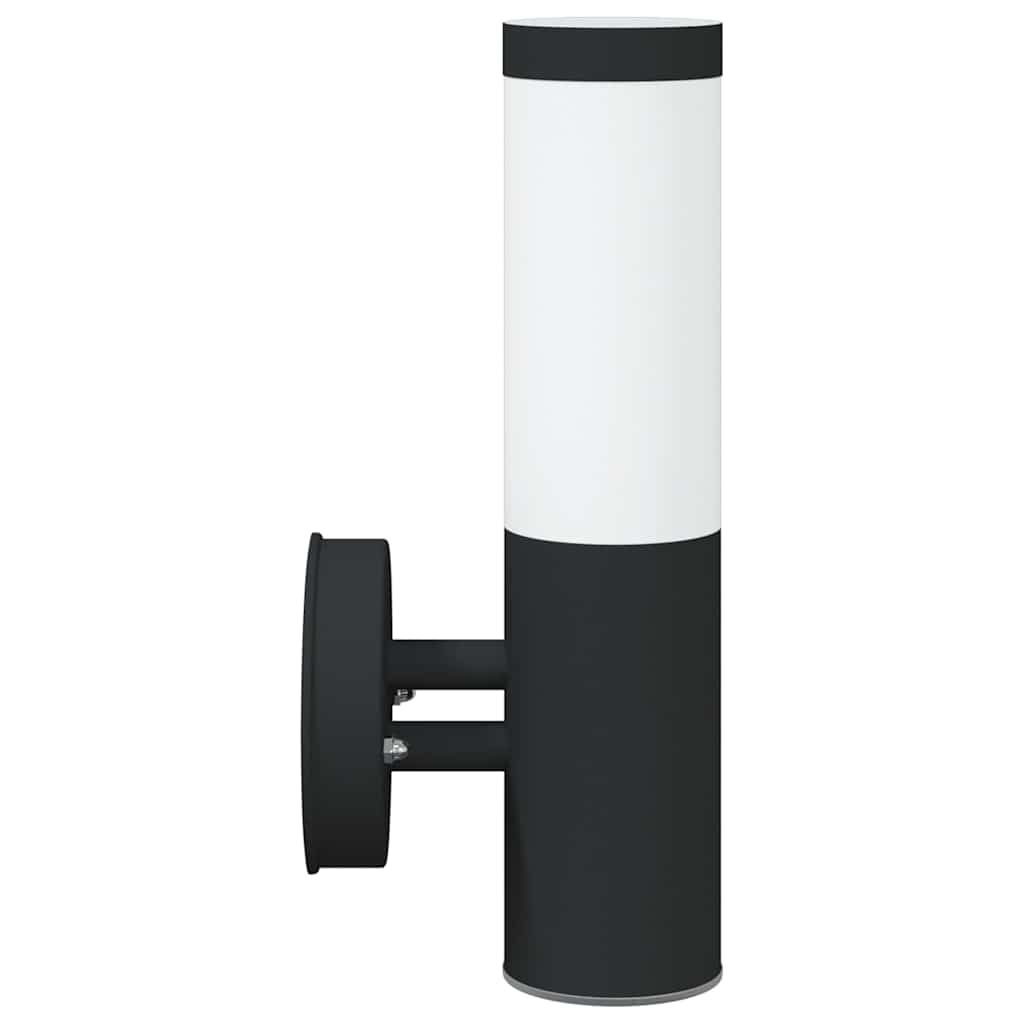 vidaXL Outdoor Wall Light 2 pcs Black Stainless Steel IP44