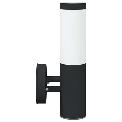vidaXL Outdoor Wall Light 2 pcs Black Stainless Steel IP44