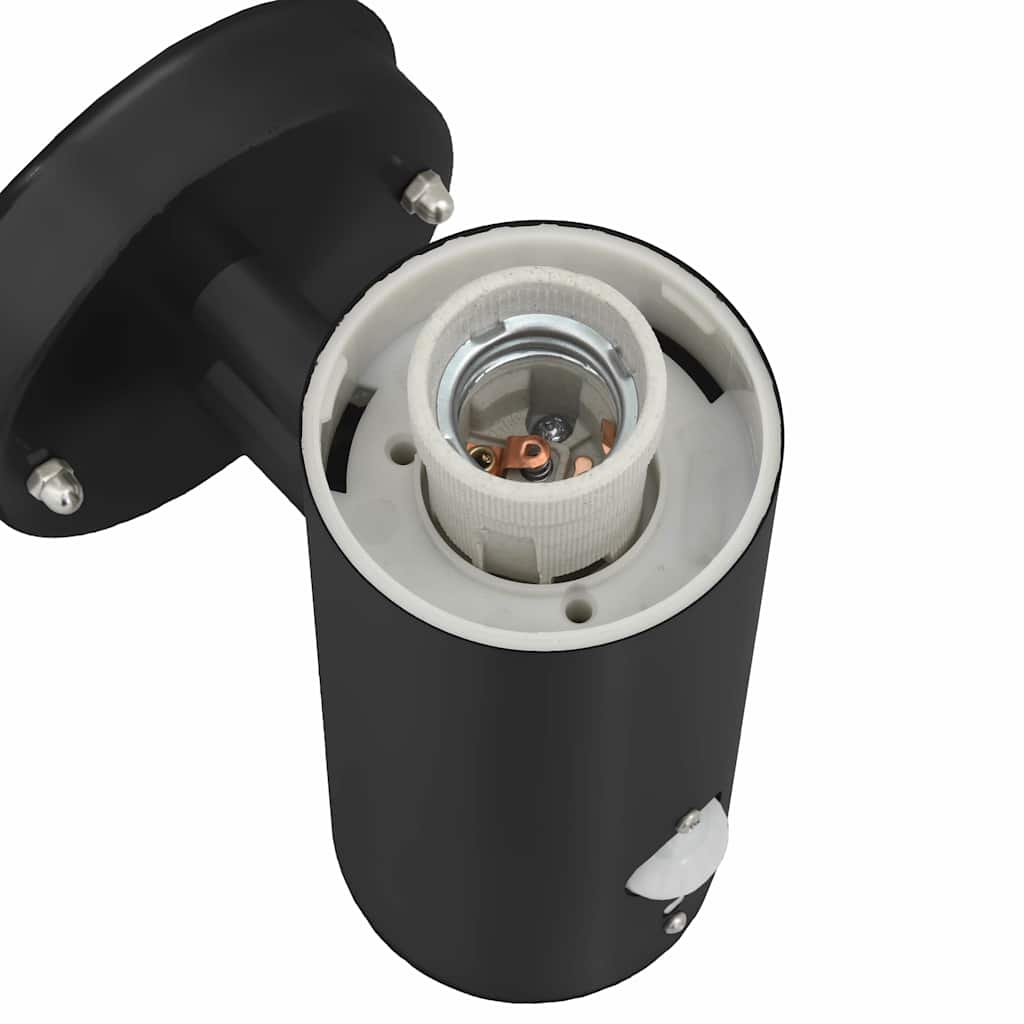 vidaXL Outdoor Wall Light with Sensor 2 pcs Black Stainless Steel IP44