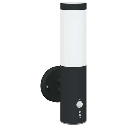 vidaXL Outdoor Wall Light with Sensor 2 pcs Black Stainless Steel IP44
