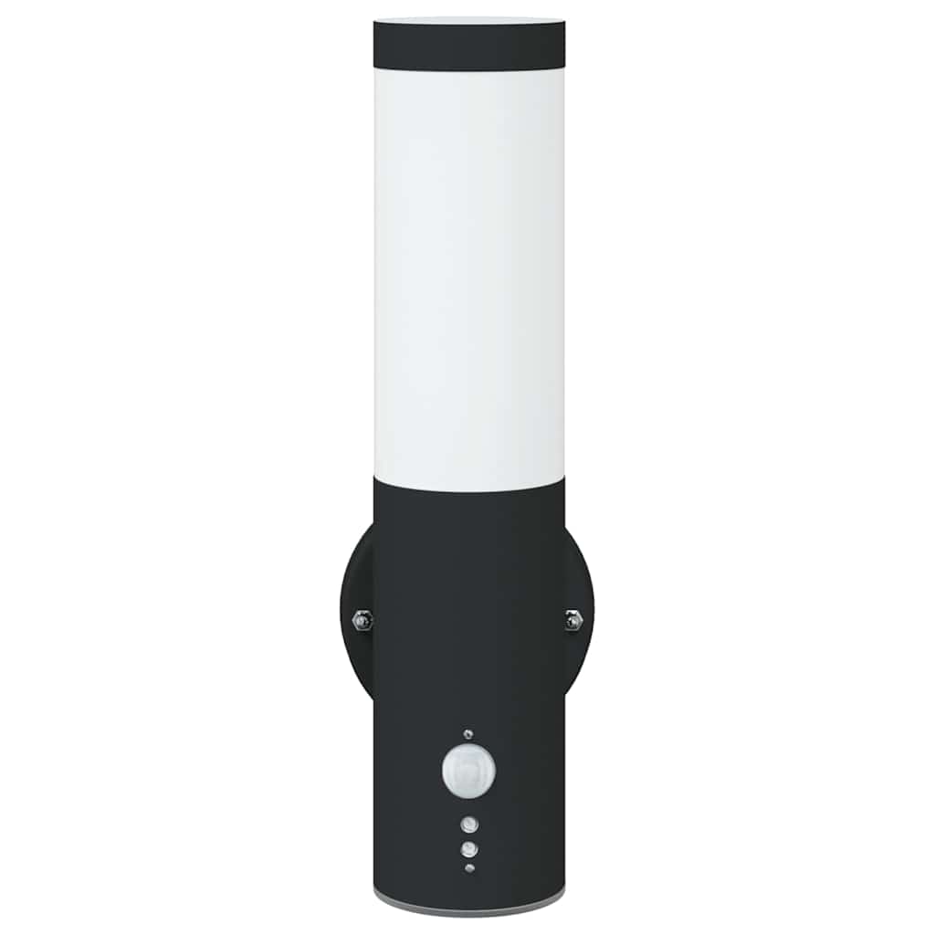 vidaXL Outdoor Wall Light with Sensor 2 pcs Black Stainless Steel IP44