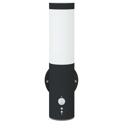vidaXL Outdoor Wall Light with Sensor 2 pcs Black Stainless Steel IP44