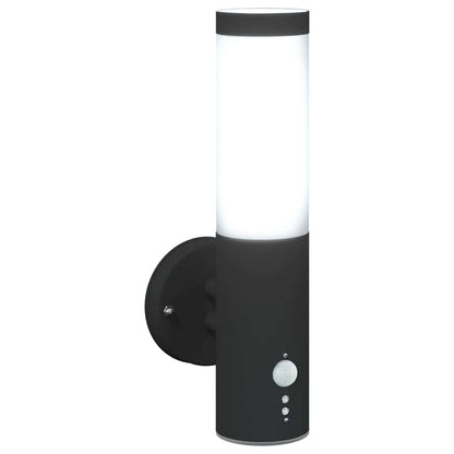 vidaXL Outdoor Wall Light with Sensor 2 pcs Black Stainless Steel IP44