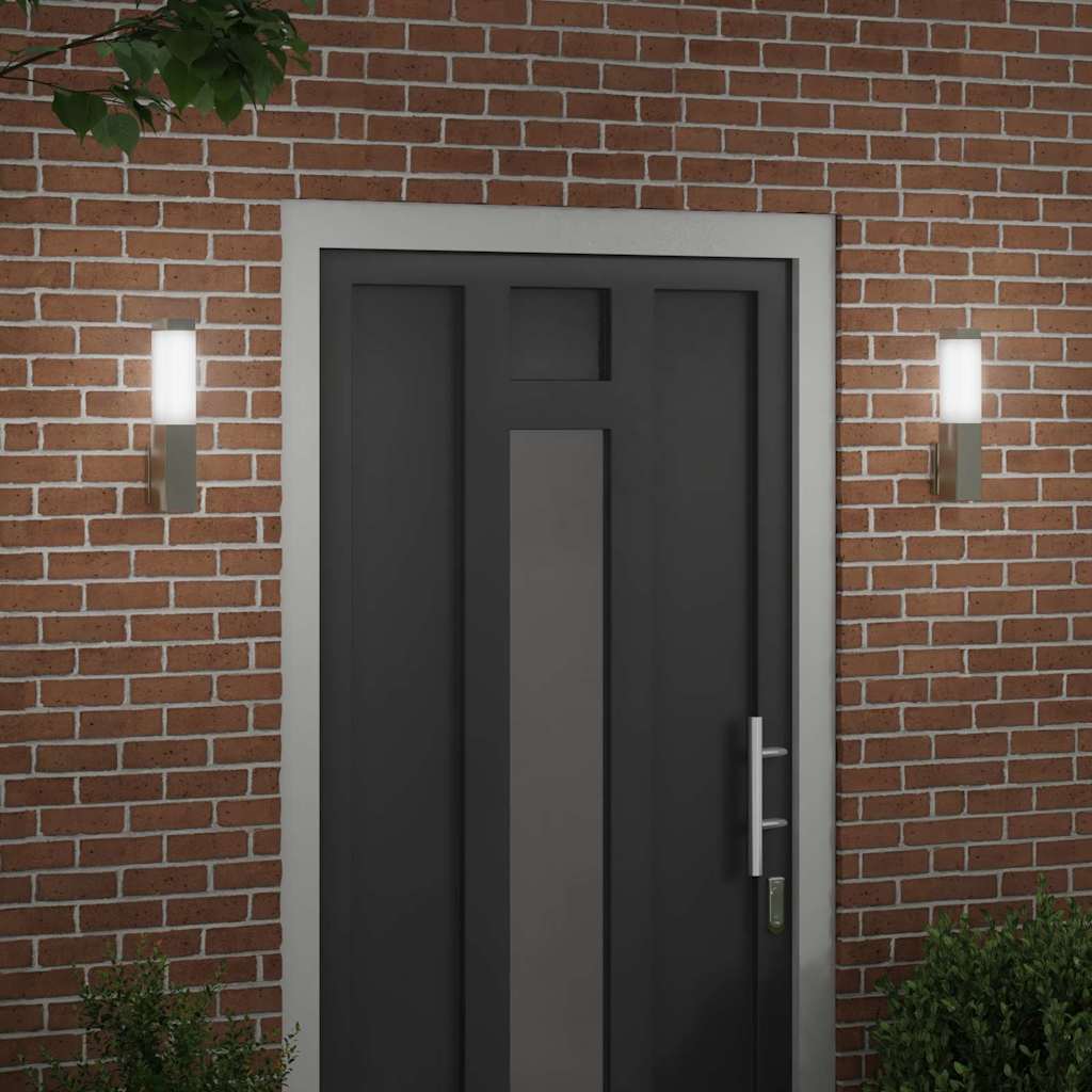 vidaXL Outdoor Wall Light 2 pcs Silver 10.5 x 6 x 33 cm