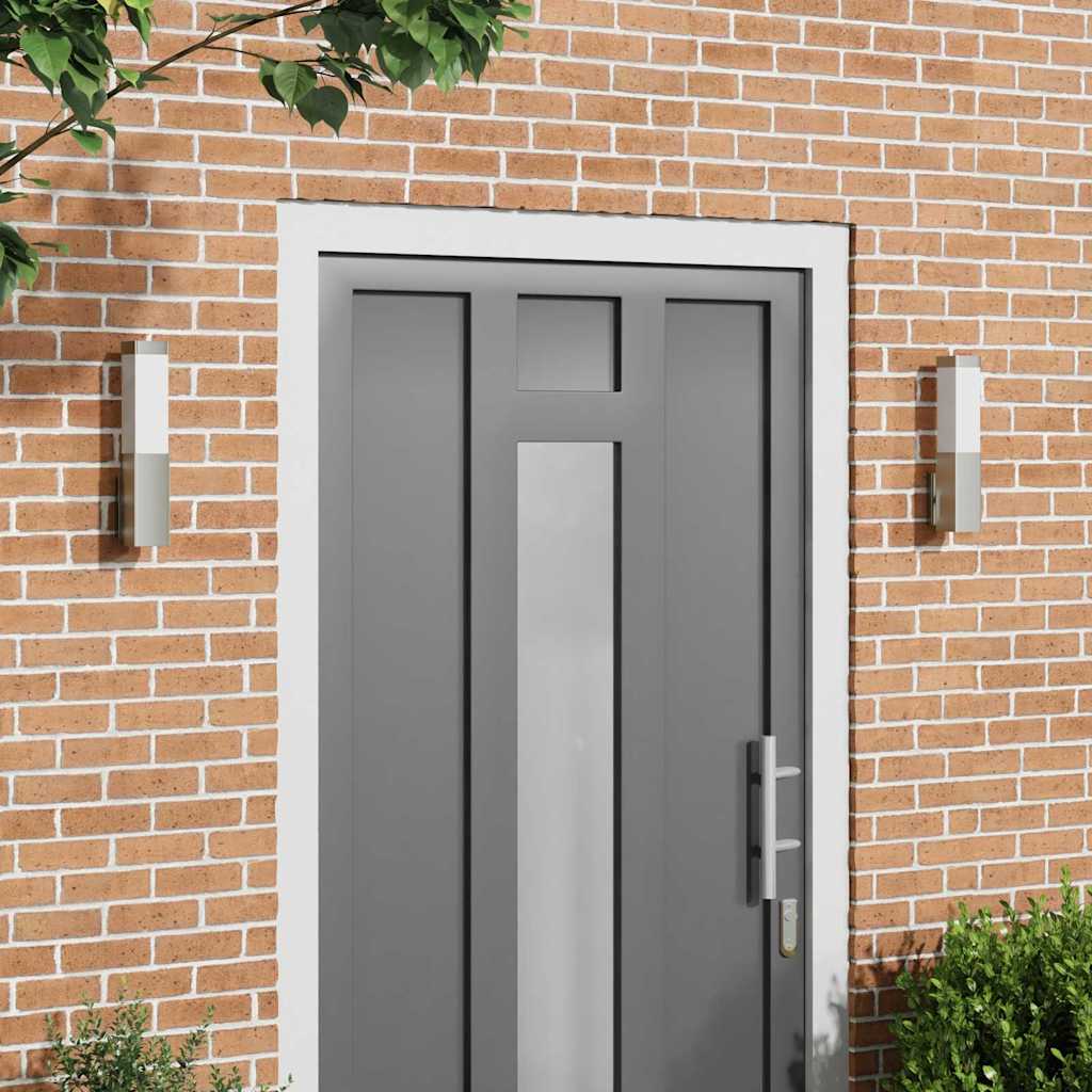 vidaXL Outdoor Wall Light 2 pcs Silver 10.5 x 6 x 33 cm