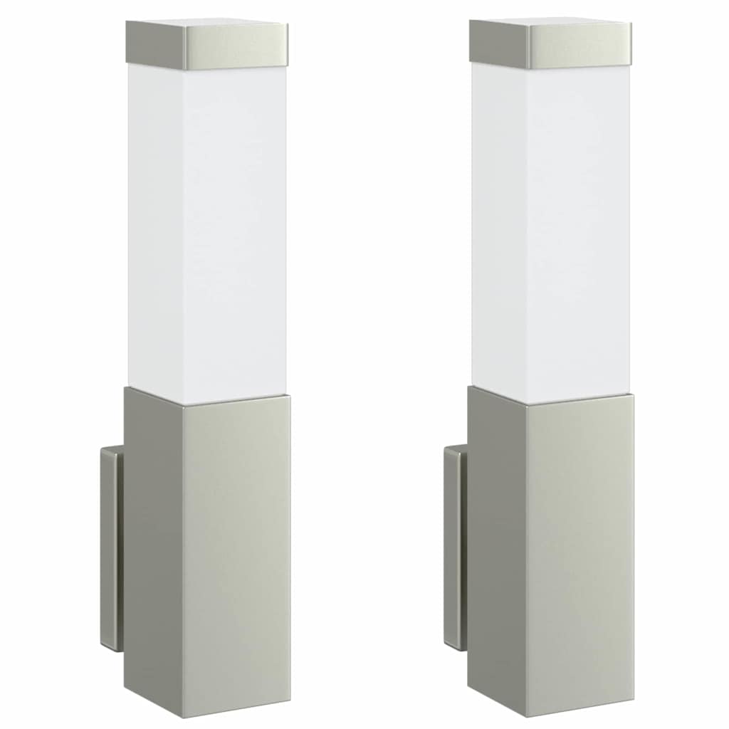 vidaXL Outdoor Wall Light 2 pcs Silver 10.5 x 6 x 33 cm