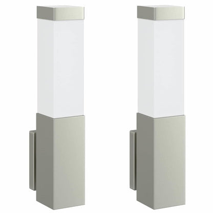 vidaXL Outdoor Wall Light 2 pcs Silver 10.5 x 6 x 33 cm
