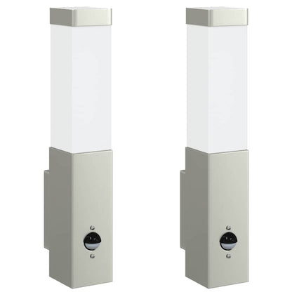 vidaXL Outdoor Wall Lights 2 pcs Silver 10.5 x 6 x 35 cm