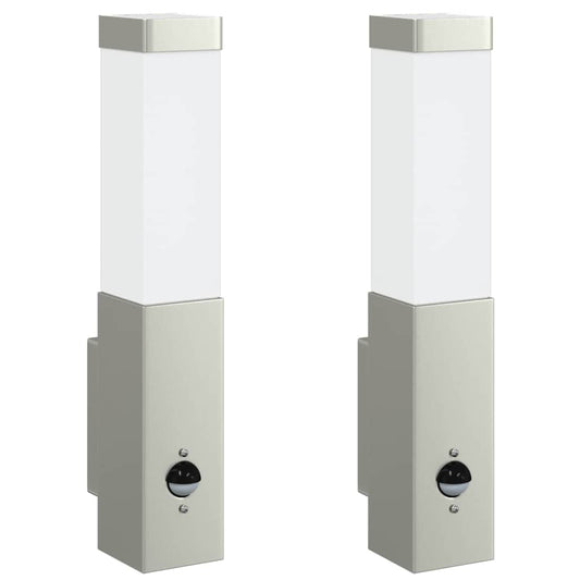 vidaXL Outdoor Wall Lights 2 pcs Silver 10.5 x 6 x 35 cm