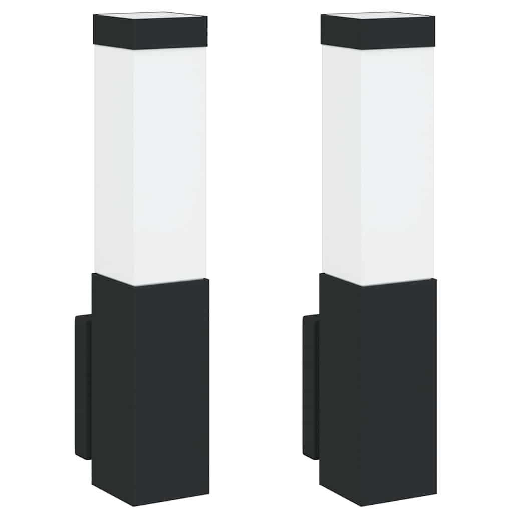 vidaXL Outdoor Wall Light 2 pcs Black 10.5 x 6 x 33 cm