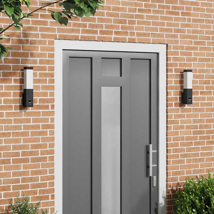 vidaXL Outdoor Wall Lights with Sensor 2 pcs Black Stainless Steel IP44