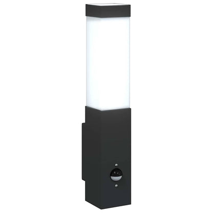 vidaXL Outdoor Wall Lights with Sensor 2 pcs Black Stainless Steel IP44