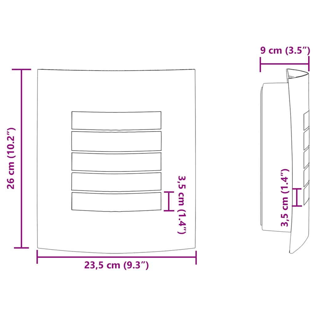 vidaXL Outdoor Wall Light Black 23.5 x 9 x 26 cm