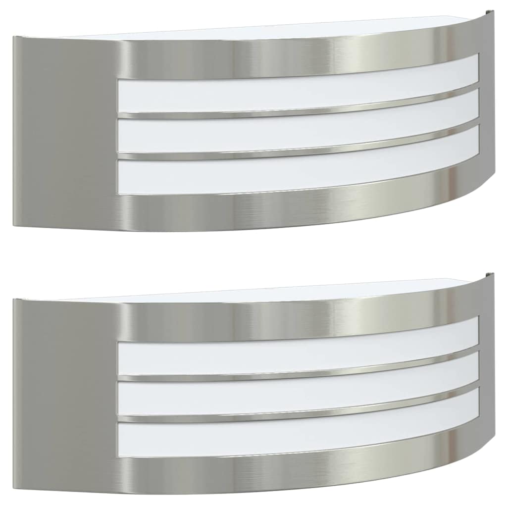 vidaXL Outdoor Wall Light 2 pcs Silver Stainless Steel IP44