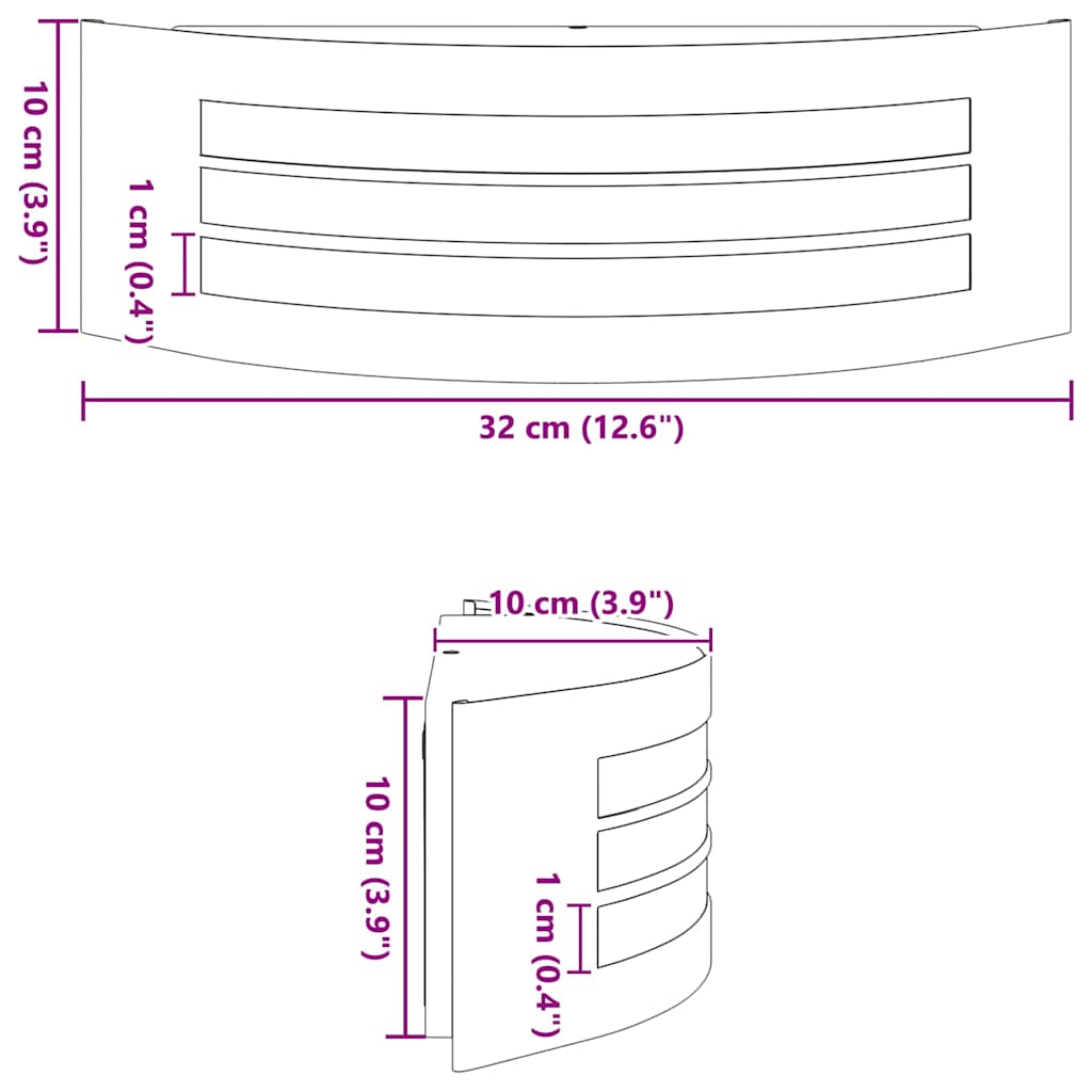 vidaXL Outdoor Wall Light Black 32 x 10 x 10 cm