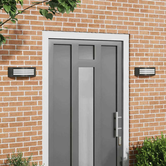 vidaXL Outdoor Wall Light 2 pcs Black Stainless Steel IP44