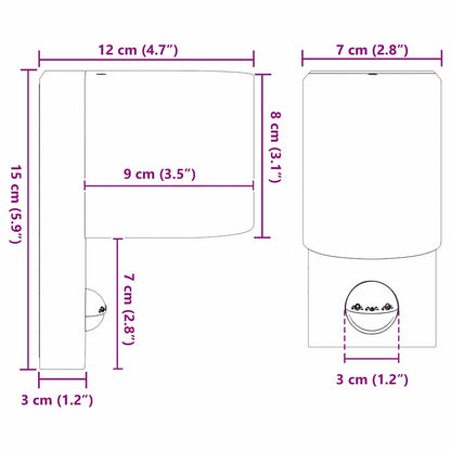 vidaXL Outdoor Wall Light Black 12 x 7 x 15 cm Stainless Steel