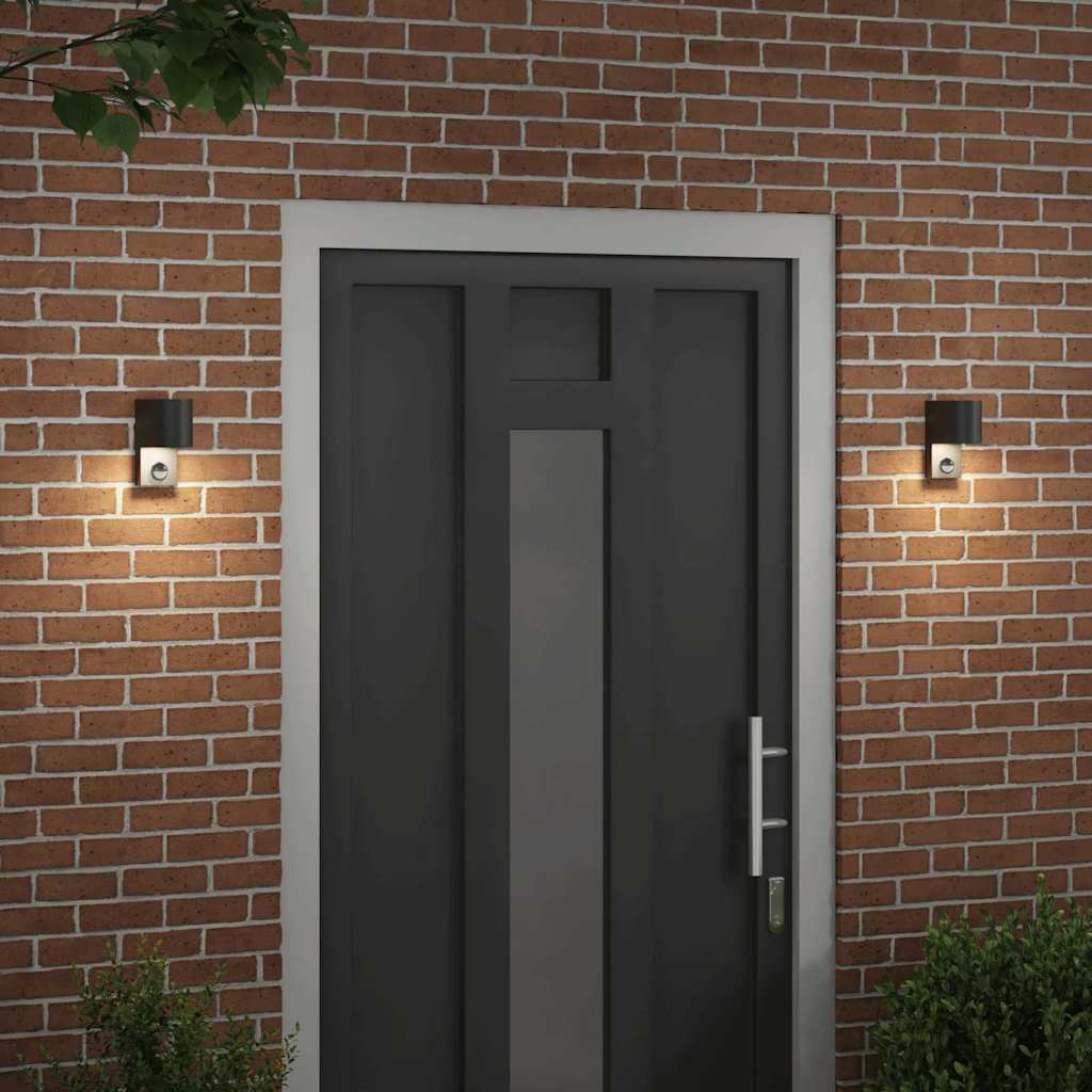 vidaXL Outdoor Wall Light 2 pcs Black 12 x 7 x 15 cm Stainless Steel