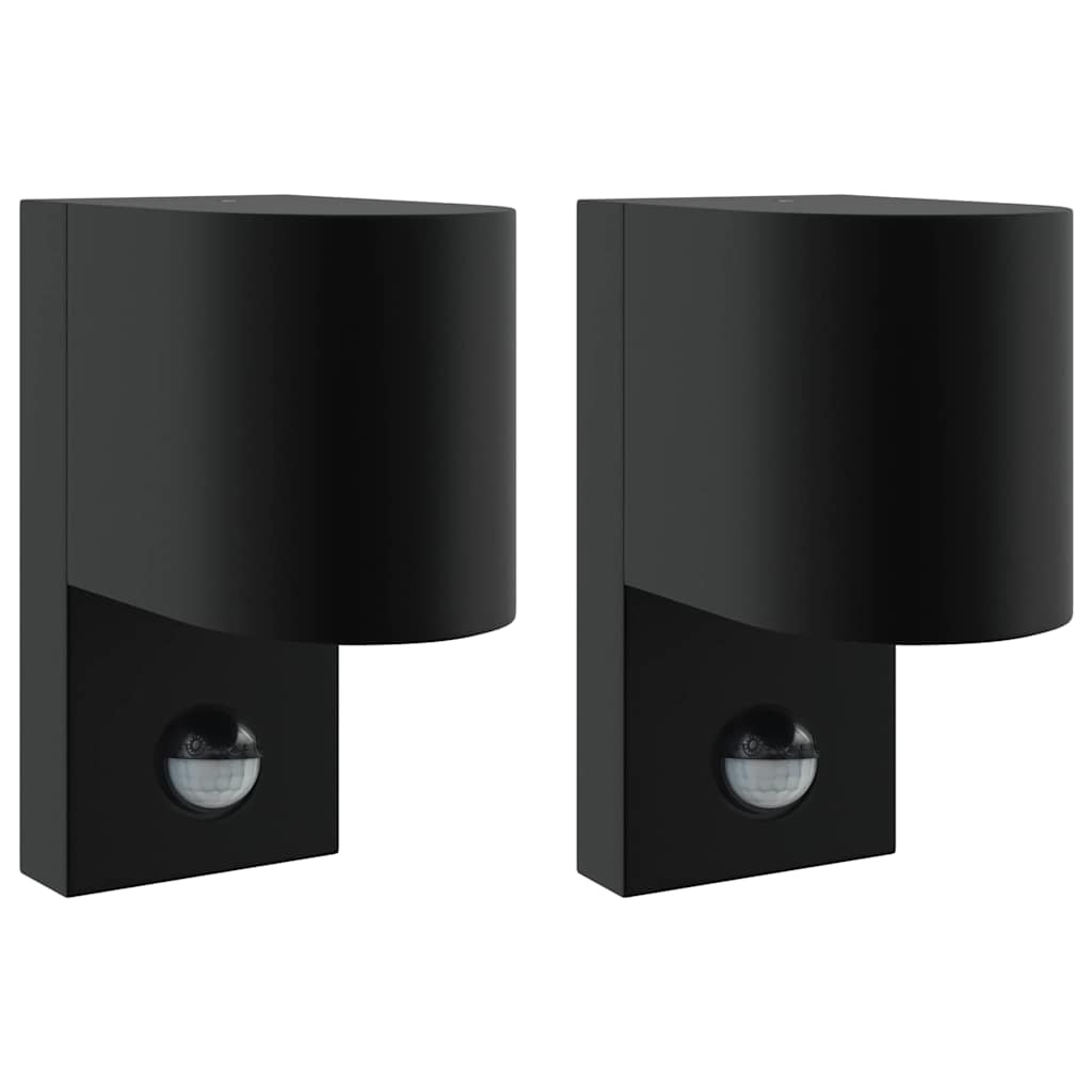 vidaXL Outdoor Wall Light 2 pcs Black 12 x 7 x 15 cm Stainless Steel