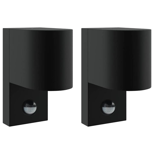 vidaXL Outdoor Wall Light 2 pcs Black 12 x 7 x 15 cm Stainless Steel