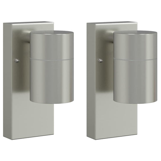 vidaXL Outdoor Wall Lights 2 pcs Silver Stainless Steel IP44