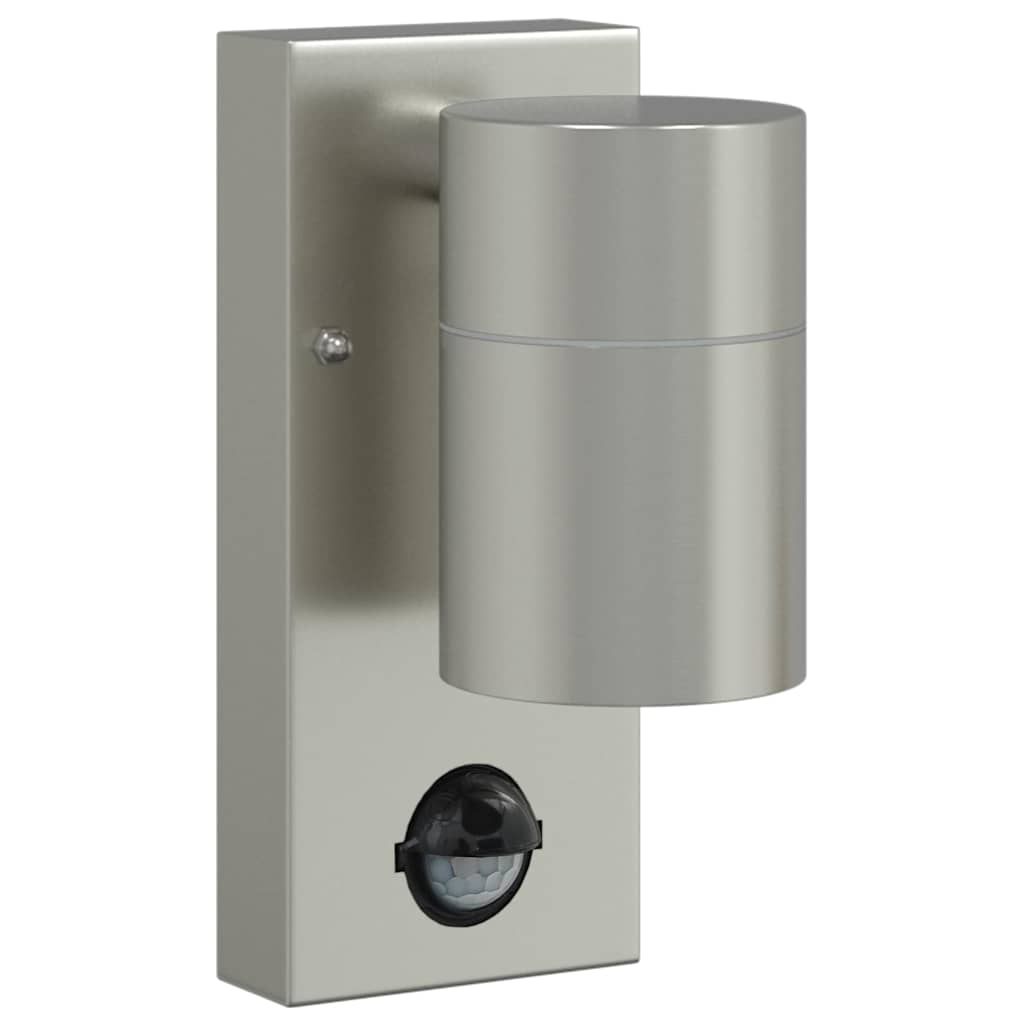 vidaXL Outdoor Wall Light with Sensor Silver Stainless Steel IP44