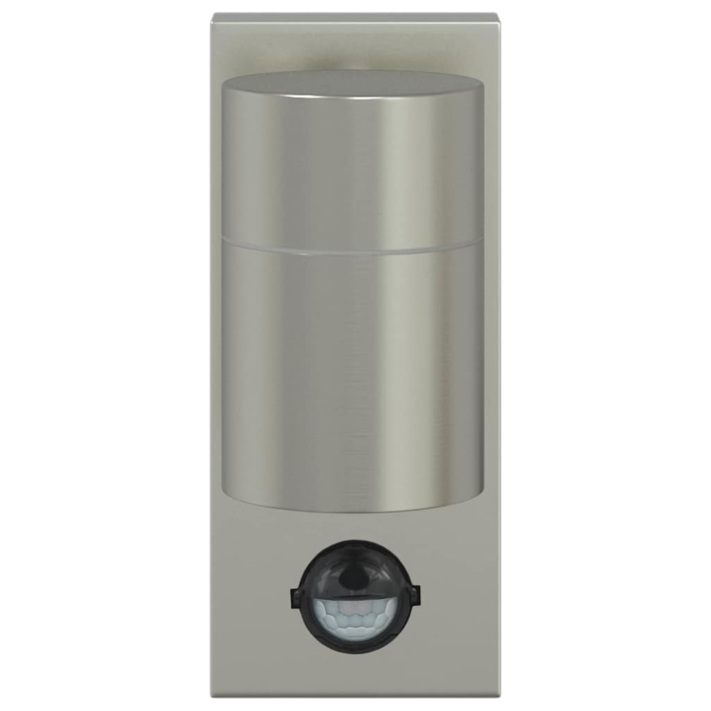 vidaXL Outdoor Wall Light with Sensor Silver Stainless Steel IP44