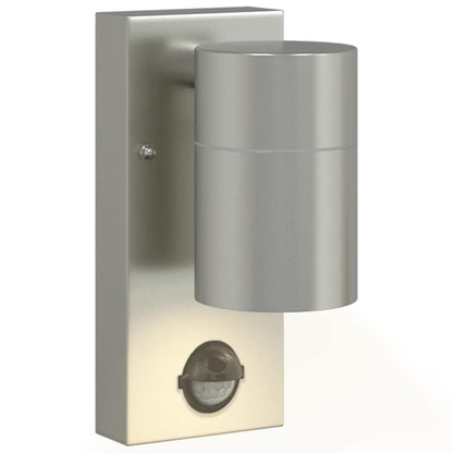 vidaXL Outdoor Wall Lights with Sensor 2 pcs Silver Stainless Steel IP44