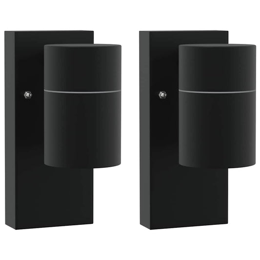 vidaXL Outdoor Wall Lights 2 pcs Black 6.5 x 10.5 x 16 cm